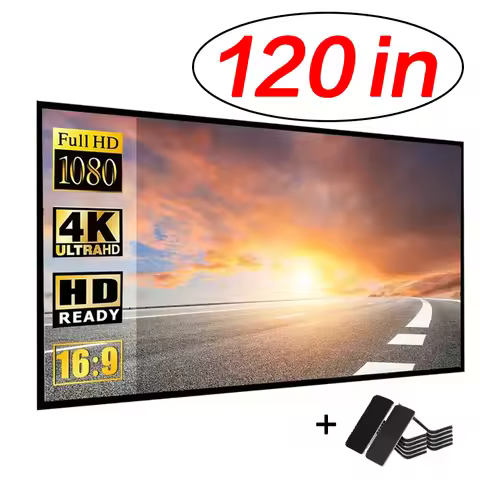 30-120in 3D Portable Projector Screen 16:9 Foldable Projection Home Cinema House Indoor Outdoor 4K H