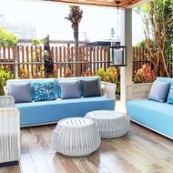 戶外咖啡桌 慕恩圓形塑藤茶几 鋁板桌面 耐曬防雨家具 附提把