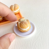 鮮奶油迷你小泡芙 耳環 單支 甜點飾品 吊飾 黏土人 約六分