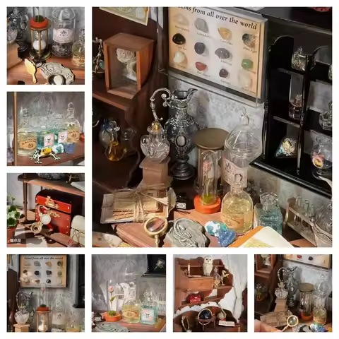 6Points DollHouse Miniature Magic Potions Retro Magic House Bryce Model BJD Potion Bottle Ob Scene A