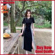 连衣裙🌹[M-3XL 50-90KG ]dress 大码韩版开叉连衣裙  辣妹修身显瘦连衣裙 Hot Girl  Slimmer Look Cover Flesh Side Slit Dress