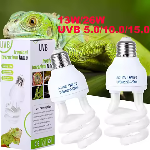 UVB 5.0 10.0 Reptile Heating Lamp 13W /26W UV Energy Saving Bulb Terrarium Basking Reptile Light Tur