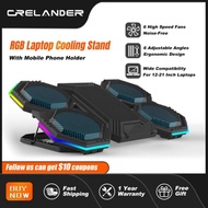 BGF CRELANDER RGB Gaming Laptop Stand Portable Laptop Pad Notebook Cooler Stand With 6 Cooling Fan And Phone Holder