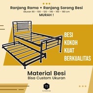 Ranjang Besi Rama + Sorong / Tempat Tidur / Divan / Double Bed Minimalis 160x200 180x200 cm