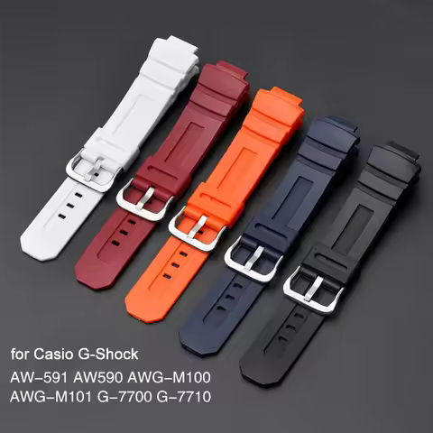Resin Watch Strap for Casio G-SHOCK AW-591 AW-590 AWG-M100 101 G-7700 Men Sport Waterproof Rubber Re