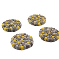 手工羊毛氈杯墊 隔熱墊 圓形隔熱墊 喬遷禮物