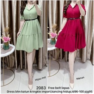 KATUN 2083 - Imported kringkle cotton Dress, live buttons, LD 96-100, Length 95 (FREE Detachable Bel