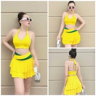 Women's aerobic gym dress, 2-layer skirt, top with chest pad gym outfit woman set