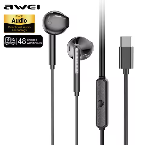 Awei PC-7/PC-7T Wire-controlled Earphone 3.5 mm / Type-C In-ear With Microphone Hands-free Calling H