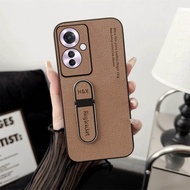Case Standing Luxury Oppo Reno 11F 5G New Plain Leather