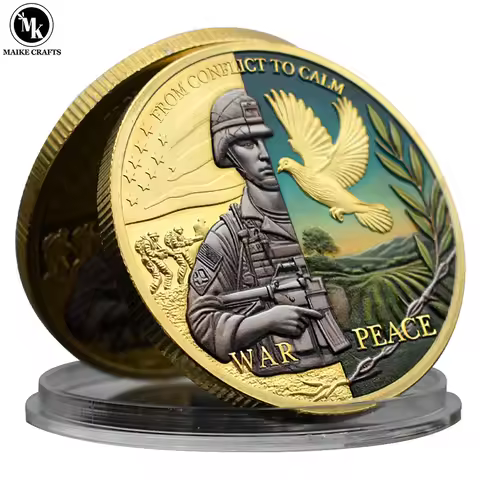 2024 War and Peace Commemorative Coins Ruins and Regeneration Metal Medals Challenge Coins Collectio