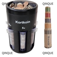 QQIN Coin Sorter, Rotating 5-in-1 Piggy Bank,  1/5/10/25 Denomination Savings Plan USD Coin Storage 