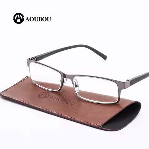 AOUBOU Brand High-End Business Reading Glasses Men Stainless Steel PD62 Leesbril Ochki +1.75+1.25 De