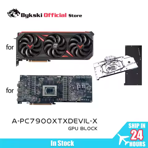 Bykski GPU Water Block for PowerColor GeForce RTX 7900 XTX Red Devil Video Card/ Copper Cooler RGB R
