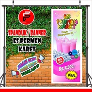 Spanduk Banner Minuman es permen karet ukuran 60 x 160 cm