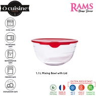 Ocuisine 1.1L / 2.2L Borosilicate Glass Round Mixing Bowl with Lid / Heat Resistance / Borosilicate