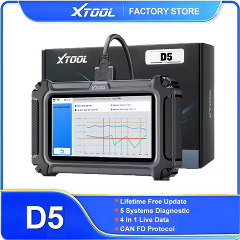 XTOOL D5 Automotive OBD2 Scanner ABS EPB Airbag Engine 5 System Diagnostic Tool Live Data CAN FD FCA