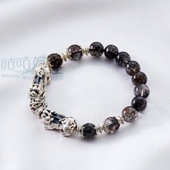 招財納福貔貅黑髮晶手鍊(男款)、(含開光)避邪化煞、增加領袖魅力