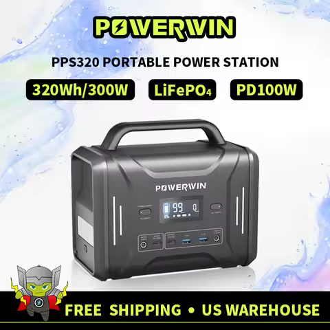 POWERWIN 320Wh Portable Power Station PPS320 Solar Generator 300W LiFePO4 Battery PD100W Fast Charge