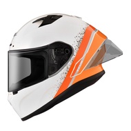 [ZEUS Official Merchandise ZS-826 BK10 White Orange Full Face Helmet Big Duck Tail Deflector Double 