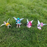 4PCS Tiny Fairy Garden Ornaments - Fantasy Micro Landscape Decor for Plant Pots
