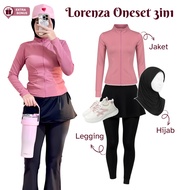 Oneset One set 3in1 outdoor sports suit hoodie hoodie leggings leggings instant hijab sport | Outfit