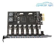 อะแดปเตอร์การ์ดขยาย USB 3.0 PCIe 7พอร์ต5Gbps USB PCIe 3.0อะแดปเตอร์ตัวควบคุมฮับสำหรับ Windows 11/10/