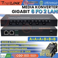 - Gigabit 6 FO 2 LAN 1000M Fiber Optic FO SC Converter Media