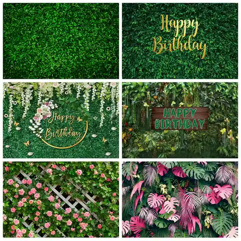 Green Leaves Backdrop Tropical Jungle Green Grass Nature Wedding Baby Shower Birthday Party Photogra