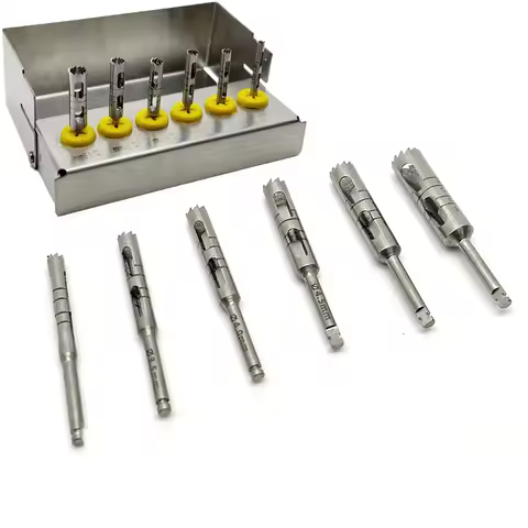 6Pcs/set Dental Implant Long Trephine Bur Drills Kit Surgical Instruments Dentist Implant Drills Ora