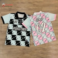 Baju Hitam Pink Lelaki Berkolar Couple Set T Shirt Jersey Retro Collar Football Baju Kelas Jersey Cu