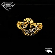 SMS DEEN Heart Rhodium Ring, ±3.6GM - Gold 916 Emas - Cincin Love (Sz: 17 - 3.60GM)