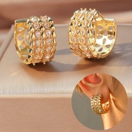 1 Pair Luxury European Style Jewelry, U-Shaped Zirconia Decorated Gold Plated Teardrop Zirconia Craf