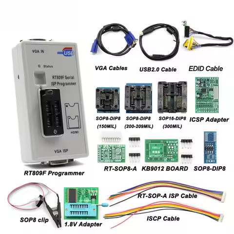 EMMC RT809F Serial ISP Programmer VGA LCD with RT-SOP8-A Simple Adapter Universal Programmable Calcu