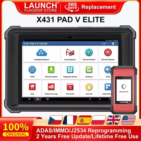 LAUNCH X431 PAD V ELITE 5 Auto Diagnostic Tool ECU Coding Online/J2534 Programming Car OBD2 Scanner 