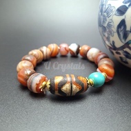 复古藏式风化缠丝玛瑙天珠手串 Retro Tibeten Style Eroded Laced Agate DZI Bracelets