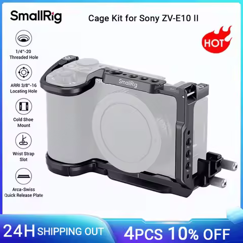 SmallRig ZV-E10 II Camera Cage Kit for Sony ZV-E10 II, With Cable Clamp, w Arca-Swiss Quick Release 
