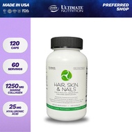 Ultimate Nutrition HAIR SKIN & NAIL | Marine Collagen | Biotin Biotin | Hyaluronic Acid | 120 Caps |