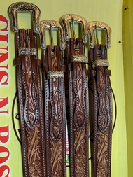 เข็มขัดหนังดุนลายแฮนเมค้กรดAขนาดกว้าง34มมแบรนด์guns-n-roses