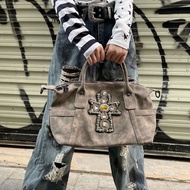 Halloween MBTI Womens Vintage Shoulder Bag Y2k Fashion Gothic Punk Cross Tote Large Capacity Luxury 