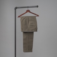 Topiary Hollywood Trousers in Lovat 100% Twill Cotton - กางเกงขายาวเอวสูง ทรงตรง แบบมีหูร้อยเข็มขัด