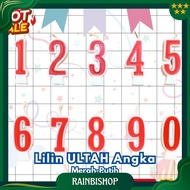 LILIN MERAH [1 Pcs] Hikari Red and White Birthday Number Candles 6Cm | Birthday Cake Candles Numbers