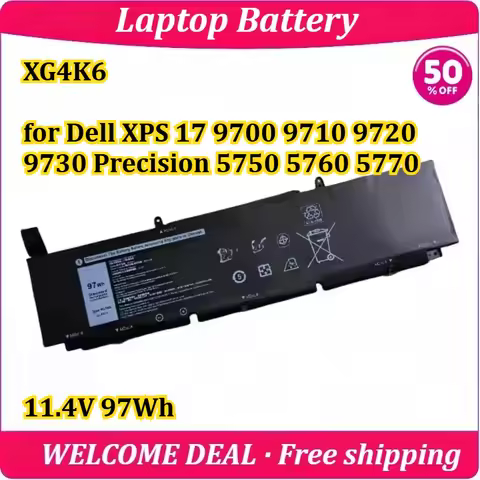 [New] XG4K6 for Dell XPS 17 9700 9710 9720 9730 Precision 5750 5760 5770 Laptop Battery 11.4V 97Wh R