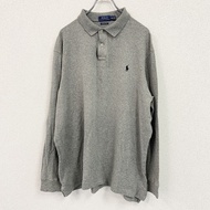 POLO RALPH LAUREN 長袖 polo 衫，灰色，XXL 碼，古著。
