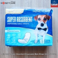 ☆ Honey Care® Super Absorbent Disposable Male Wraps 50 Count ผ้าอ้อมสำหรับสุนัขเพศผู้ ใช้แล้วทิ้ง S