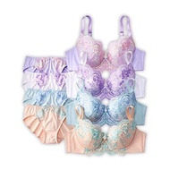 【Authentic Japan Import】[] Inner Set, Floral Embroidery Bra and Panties, 4 Sets, 4 Sets (Pale Color)