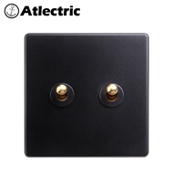 Atlectric 1 2 3 4 Gang 2 Way 10A Retro Toggle Brass Switch Black Plastic Frame Wall Power Lever Swit