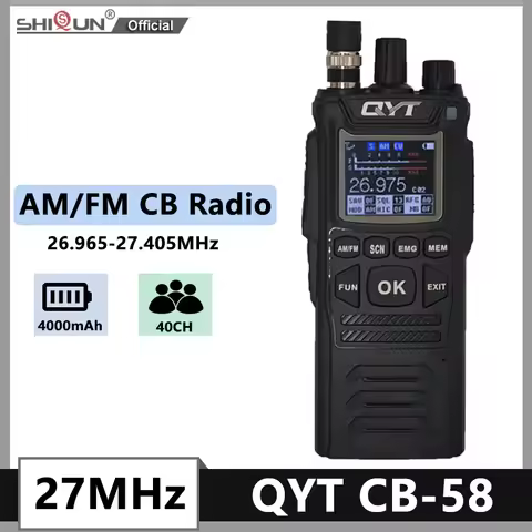 CB-58 Walkie Talkie 27MHz QYT CB Radio AM/FM 26.965-27.405MHz 40 Channels 4100mAh Citizen Band Radio