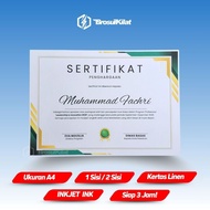 PRINT PIAGAM CONCORD & LINEN material A4 certificate print/ A5 certificate/ certificate paper/ conco