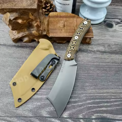 RMJ Stainless Steel Fixed Blade Survival Knife 8Cr13MoV Blade G10 Handle High Hardness for Outdoor S